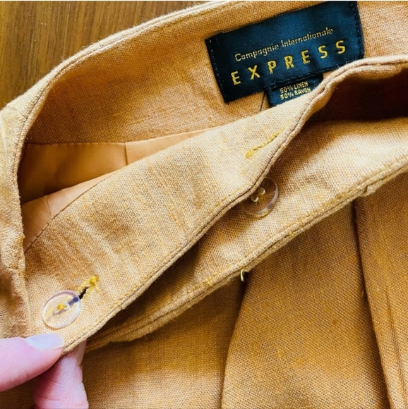 Vintage Express Linen Blend Wrap Mini Skirt - Picture 8 of 9